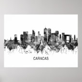 Caracas Venezuela Skyline BW Poster (Voorkant)