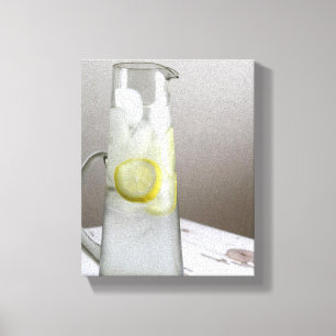 Carafe van Lemon Limoen Ice Water Kleur 8x10 Canvas Afdruk