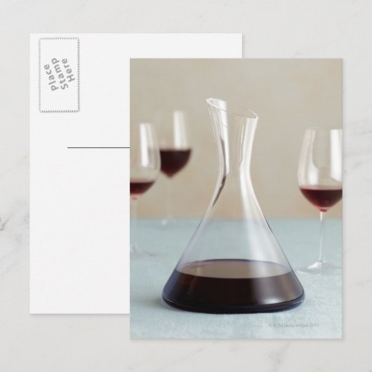 Carafe van rode wijn briefkaart (Voorkant / Achterkant)