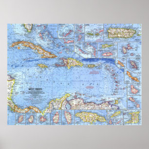 "Caraïben: 1962/cadeau - kaart West Indies ... Poster