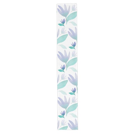 Caraïben Blauwe Waterverf Wonder Flowers Lange Tafelloper (Voorkant)