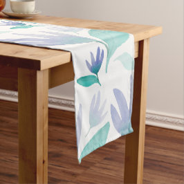 Caraïben Blauwe Waterverf Wonder Flowers Lange Tafelloper