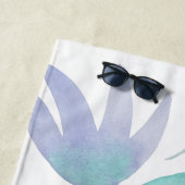 Caraïben Blauwe Waterverf Wonder Flowers Strandlaken (In situ)