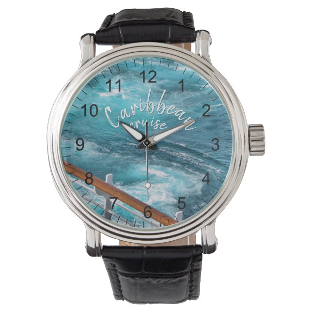Caraïben Cruise Turquoise Water Revel Foto Horloge (Voorkant)