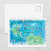 Caraïben Cruvel Poster Map Antilles Briefkaart (Voorkant / Achterkant)