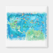 Caraïben Cruvel Poster Map Antilles West Magneet (Voorkant)