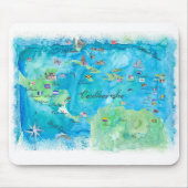 Caraïben Cruvel Poster Map Antilles West Muismat (Voorkant)