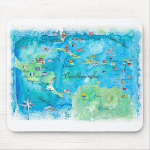 Caraïben Cruvel Poster Map Antilles West Muismat