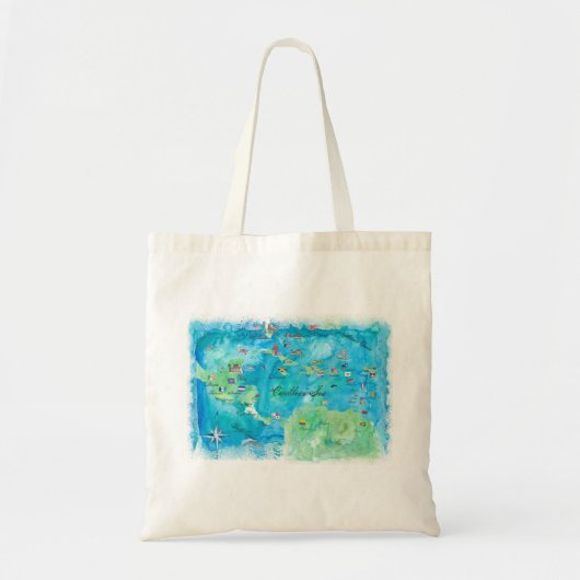 Caraïben Cruvel Poster Map Antilles West Tote Bag (Voorkant)
