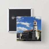 Caraïben, Cuba, Havana. Old Havana, Castillo Vierkante Button 5,1 Cm (Voorkant /achterkant)