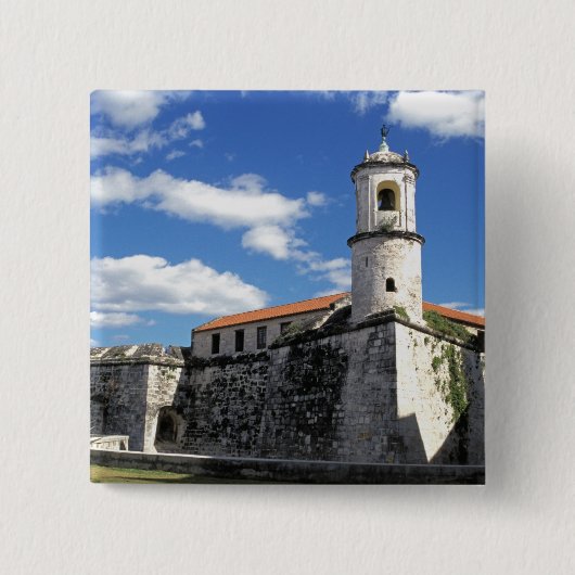 Caraïben, Cuba, Havana. Old Havana, Castillo Vierkante Button 5,1 Cm (Voorkant)