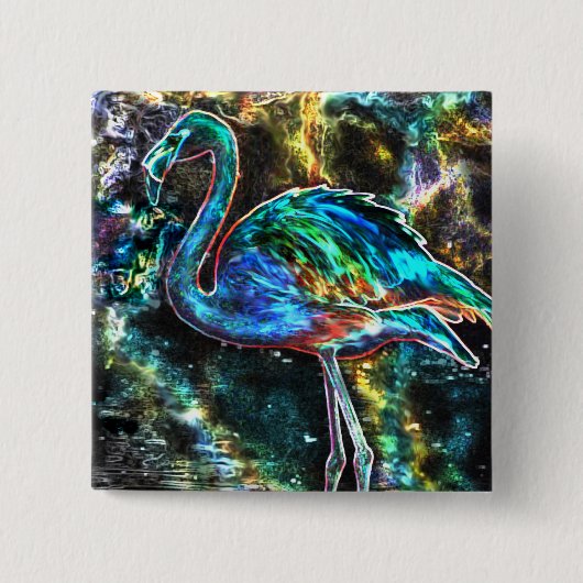 Caraïben Flamingo Digital Art Vierkante Button 5,1 Cm (Voorkant)
