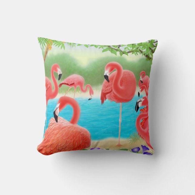 Caraïben Flamingo Lagoon Pillow Kussen (Voorkant)