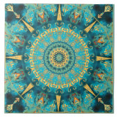 Caraïben Gold Mandala Ceramic Tile Tegeltje (Voorkant)