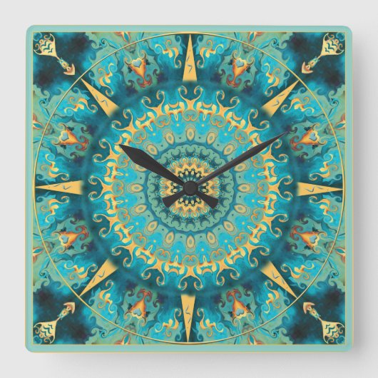 Caraïben Gold Mandala Wall klok (Voorkant)