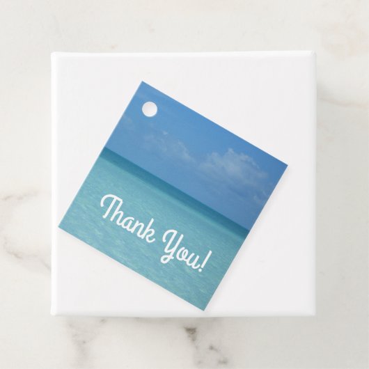 Caraïben Horizon Tropical Turquoise Blue Bedankjes Labels (In situ)