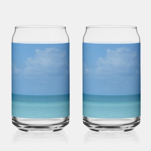 Caraïben Horizon Tropical Turquoise Blue Blikvorm Glas (Achterkant)