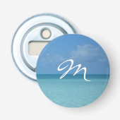 Caraïben Horizon Tropical Turquoise Blue Monogram Button Flesopener (Voorkant)