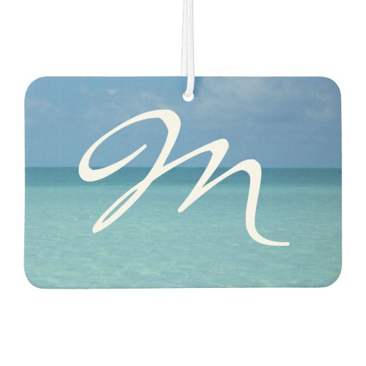 Caraïben Horizon Tropical Turquoise Blue Monogram Luchtverfrisser (Voorkant)