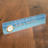 Caraïben Horizon Tropical Turquoise Blue Naambordje (Zijkant)