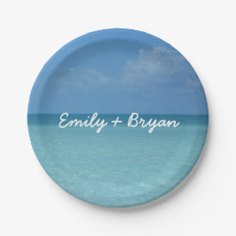 Caraïben Horizon Tropical Turquoise Blue Papieren Bordje