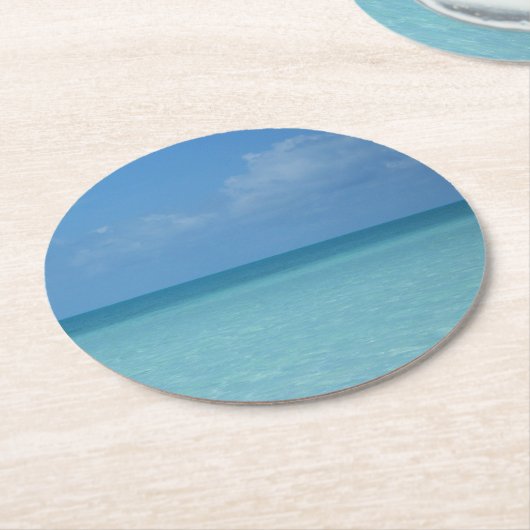 Caraïben Horizon Tropical Turquoise Blue Ronde Kartonnen Onderzetter (Gebogen)