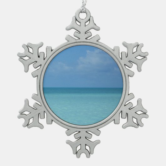 Caraïben Horizon Tropical Turquoise Blue Tin Sneeuwvlok Ornament (Voorkant)