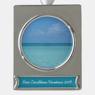 Caraïben Horizon Tropical Turquoise Blue Verzilverd Banner Ornament