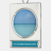 Caraïben Horizon Tropical Turquoise Blue Verzilverd Banner Ornament (Links)