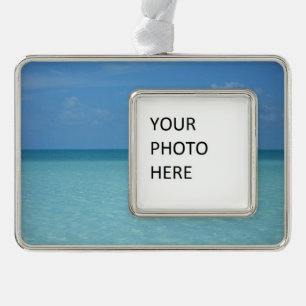 Caraïben Horizon Tropical Turquoise Blue Verzilverd Omlijst Ornament