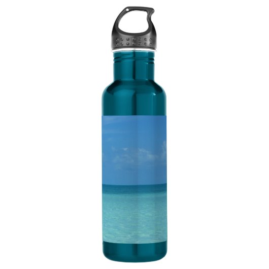 Caraïben Horizon Tropical Turquoise Blue Waterfles (Voorkant)