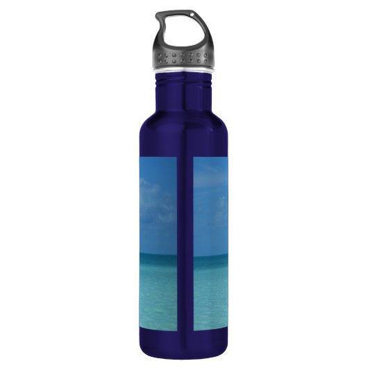 Caraïben Horizon Tropical Turquoise Blue Waterfles (Achterkant)
