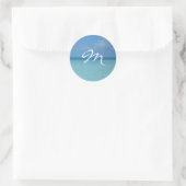 Caraïben Horizon Turquoise Blue Monogram Ronde Sticker (Tas)