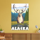 Caraïben in de Wilde - Katmai, Alaska Canvas Afdruk (Insitu (Woonkamer))
