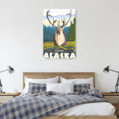 Caraïben in de Wilde - Katmai, Alaska Canvas Afdruk (Insitu (Slaapkamer))