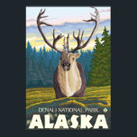 Caraïben in het natuurpark Wild-Denali, Poster<br><div class="desc">Het Caraïbisch gebied in het natuurpark Wild - Denali, het Poster voor reizen tussen Alaska en Vintage, werd in 2007 opgericht. Dit afbeelding toont scènes van het nationale park van Denali, AK.</div>