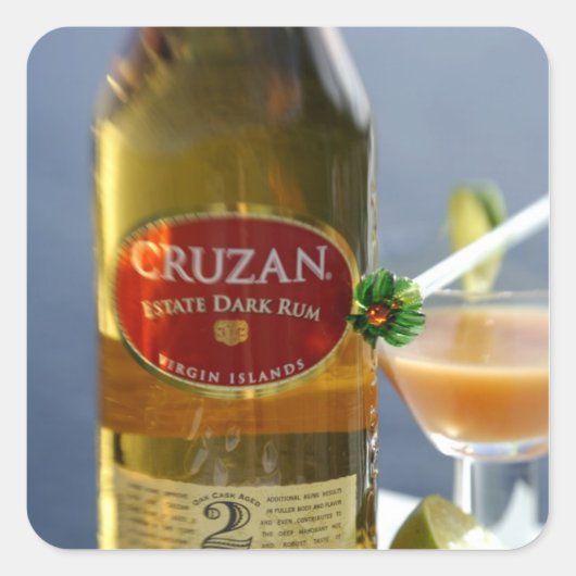 Caraïben, Maagdeneilanden. Cruzan Estate Dark Vierkante Sticker (Voorkant)