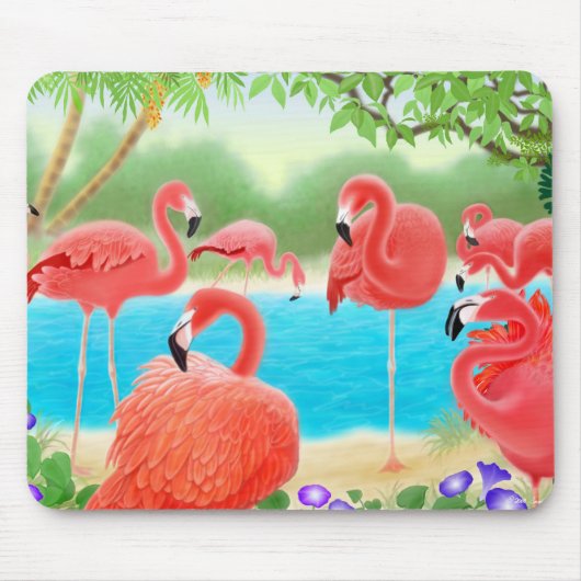 Caraïben Pink Flamingos Mousepad Muismat (Voorkant)