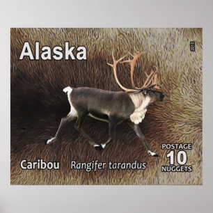 Caraïben (rendieren) - Alaska Postage Poster