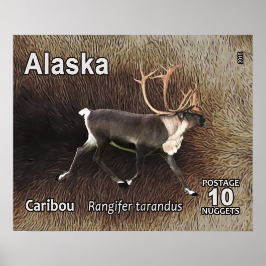 Caraïben (rendieren) - Alaska Postage Poster (Voorkant)