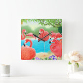 Caraïben roze flamingo Birds Wall klok (Huis)