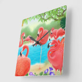 Caraïben roze flamingo Birds Wall klok (Hoek)