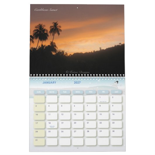 Caraïben Wall Agenda Kalender (Jan 2027)