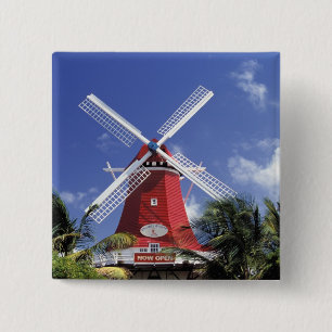 Caraïbisch, Aruba. Oude molen, omgebouwd tot 'Mole Vierkante Button 5,1 Cm