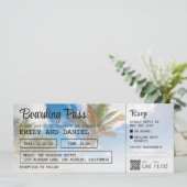 Caraïbisch Bestemming Boarding Pass Bruiloft Kaart (Staand voorkant)