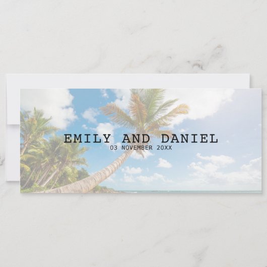 Caraïbisch Bestemming Boarding Pass Bruiloft Kaart (Achterkant)