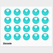 Caraïbisch blauw en wit Heart voor zeehonden Ronde Sticker (Vel)