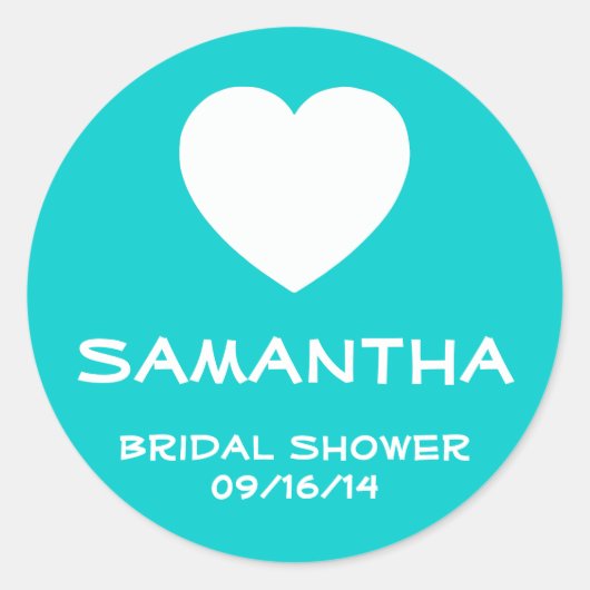 Caraïbisch blauw en wit Heart voor zeehonden Ronde Sticker (Voorkant)