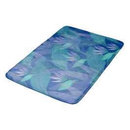 Caraïbisch Blauw Groen Waterverf Paarse Bloemen Badmat