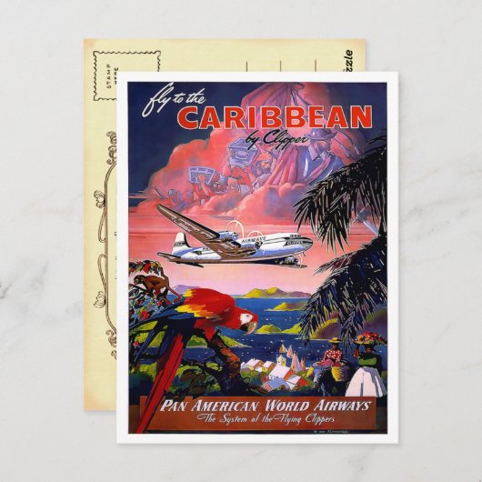 Caraïbisch Briefkaart voor reizen (Voorkant / Achterkant)